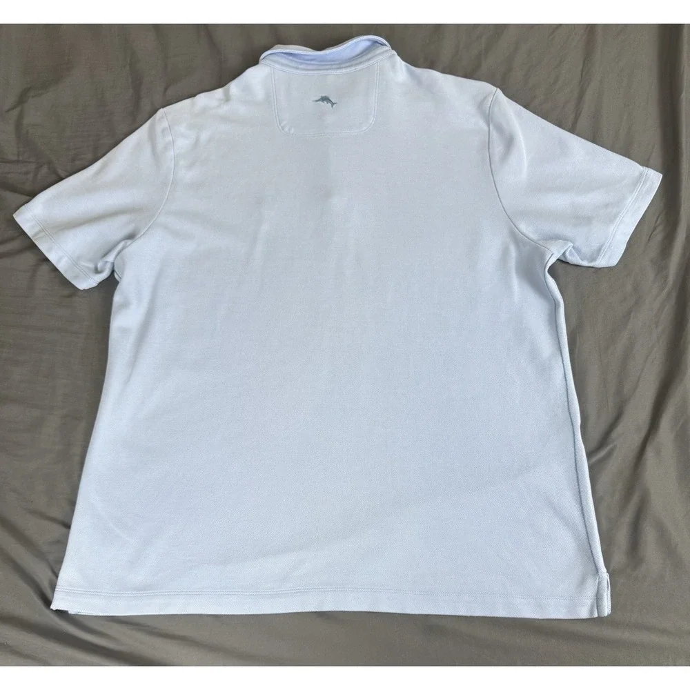 Tommy Bahama IslandZone Supima Cotton Polo Shirt Mens XL Light Blue Flamingo S/S